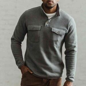 Taylor Stitch The Pack Pullover Slate Grid Fleece